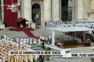 Messe de canonisation de Mère Teresa le dimanche 4 septembre, diffusée en direct dans l’émission « Le Jour du Seigneur » sur France 2.