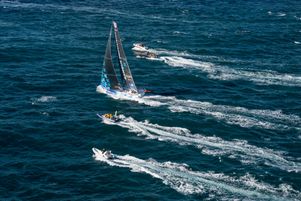 Armel le Cléac’h sur Banque Populaire au départ du Vendée Globe, le 6 novembre 2016.