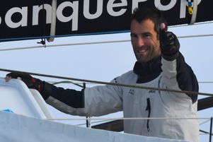 Armel Le Cleac'h à l’arrivée du Vendée Globe  le 19 janvier.