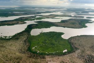 Une vue aérienne du Lac Tchad en juillet 2016.