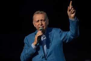 Le président turc Recep Tayyip Erdogan (ici en meeting à Istanbul, le 7 mai 2023) se représente dimanche 14 mai à l’élection présidentielle.