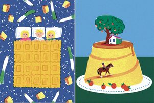 Le gratin de ravioles de Chloé Charles et le pudim de leite d’Alessandra Montagne, extraits du livre Madeleines de chef.fes, d’Ève-Marie Bouché, illustrations de Lucia Calfapietra, d’après une idée originale de Benoist Husson, Ed. Gallimard Jeunesse, 2024