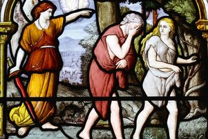 Adam et Ève chassés du Paradis terrestre, atelier Lorin, 1887, église Saint-Aignan de Chartres © Creative Commons