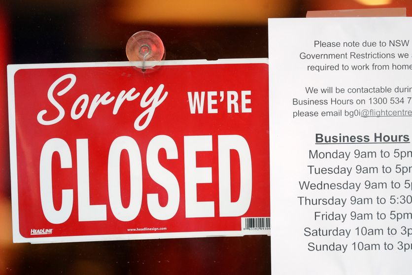 Une boutique fermée à Sydney, le 13 août 2021. Comme l’Australie, la plupart des pays ayant adopté une stratégie « zéro Covid » ont depuis allégé leurs politiques sanitaires, à l’exception notable de la Chine, Hong Kong et Taïwan.